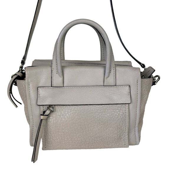 Coach Bleecker Mini Riley Carryall Leather Satchel Crossbody Bag Taupe Grey - Picture 1 of 16